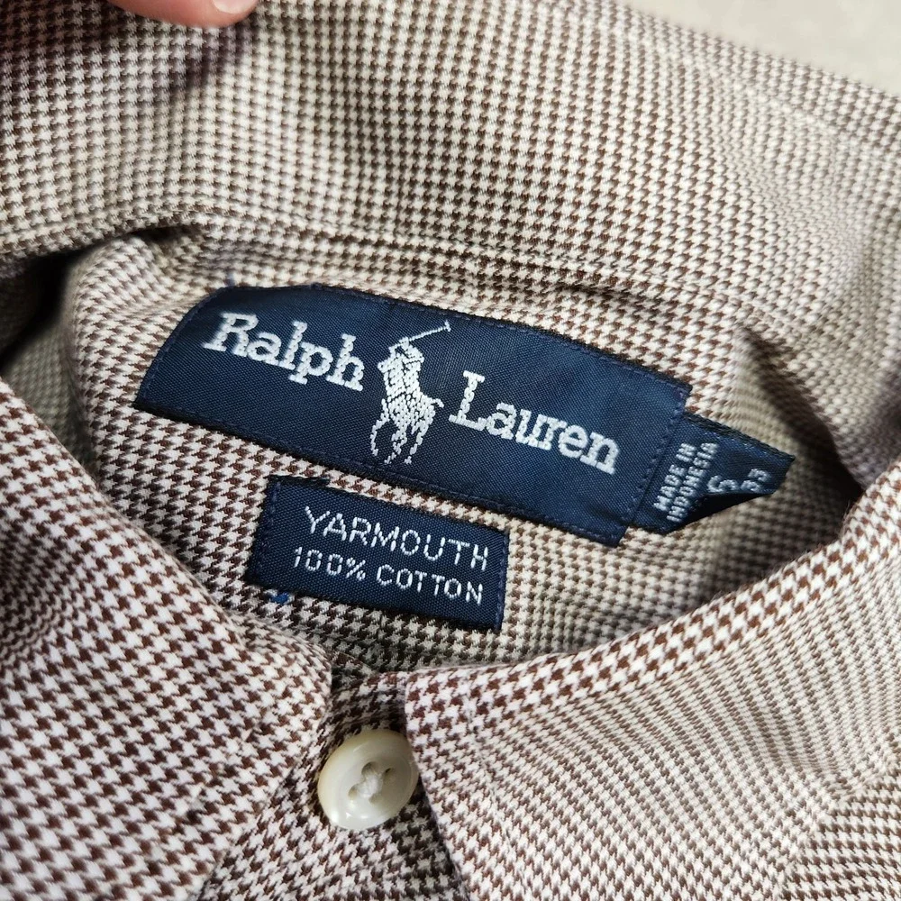 Vintage‎ Polo Ralph Lauren Shirt Men 16 (L) Yarmouth Button Down Houndstooth